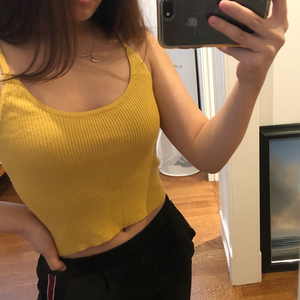 RARE mustard yellow ribbed brandy tank